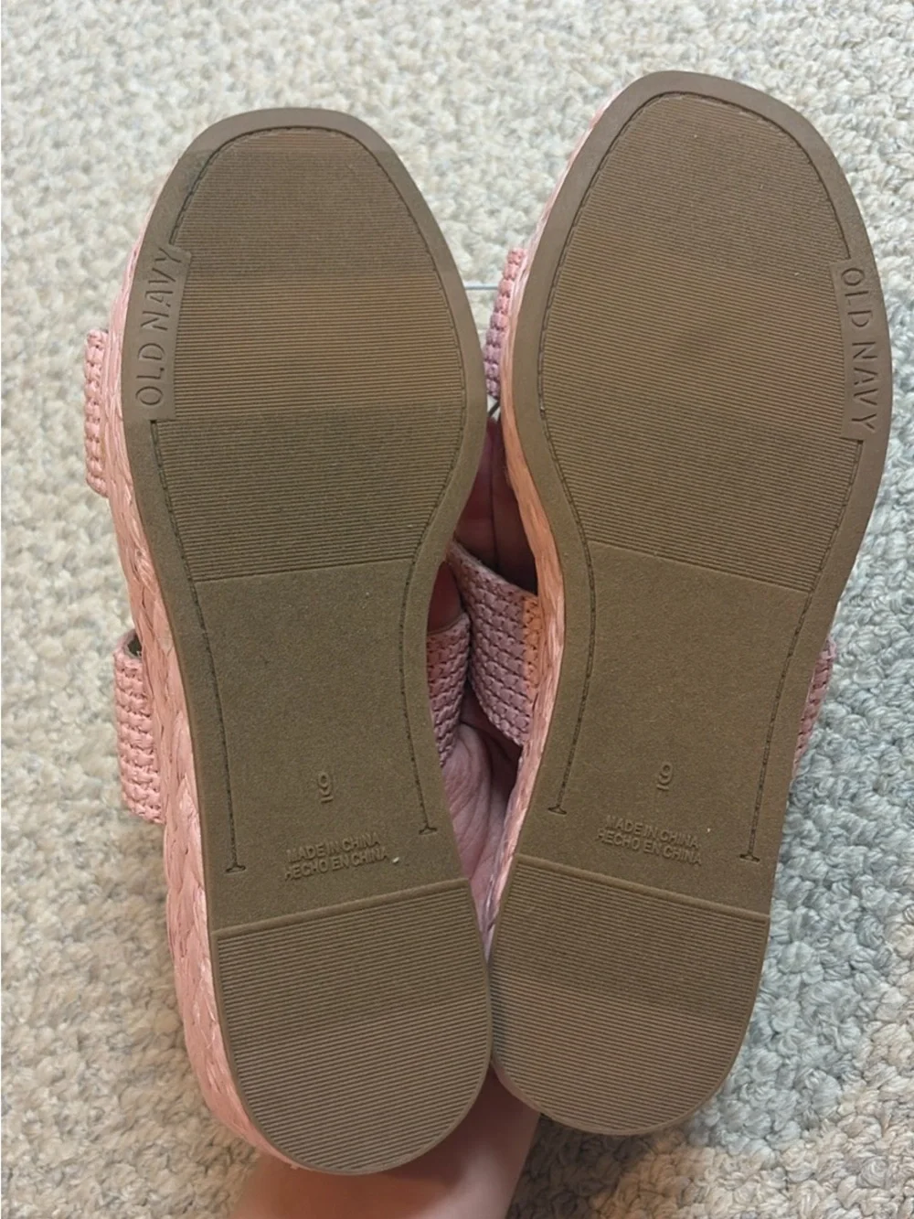 Old Navy Pink Woven Double-Strap Espadrille Slides